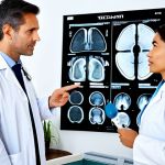 **

A friendly doctor in a clean, modern clinic explaining the differences between X-ray, CT scan, MRI, and ultrasound to a concerned patient. The doctor is pointing to a chart comparing the pros, cons, radiation exposure levels, and typical uses of each imaging technique. The patient is attentively listening, wearing modest clothing. Safe for work, appropriate content, fully clothed, professional, perfect anatomy, natural pose, informative setting, high quality.

**